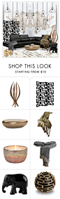 "Untitled #2055" by deeyanago on Polyvore featuring interior, interiors, interior design, home, home decor, interior decorating, Brownstone, Mitchell Gold + Bob Williams, Rizzy Home and The Elephant Family: