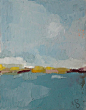 Original Abstract Landscape Painting, Oil On Canvas "Blue Sea Island" by Michael Broad: 