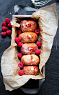 Raspberry Ripple Doughnuts - Golden brown, sugar dusted and served slightly warm - filled with raspberry jam and sweetened cream. Irresistible!: 