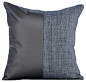 Gray Color Block 12x12 Faux Leather Pillow Covers, Charcoal Gray Leather N Jute modern-decorative-pillows