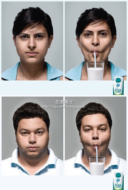 一吸就瘦！纤体饮料奶广告，让人会心一笑的...