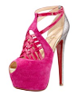 Christian Louboutin Carlota Mixed-Media Red Sole Platform Pump, Grenadine - Bergdorf Goodman