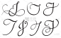 一套艺术书法字母J与华丽的古董装饰轮。矢量插图EPS10