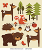 forest animals collection. vector illustration - stock vector