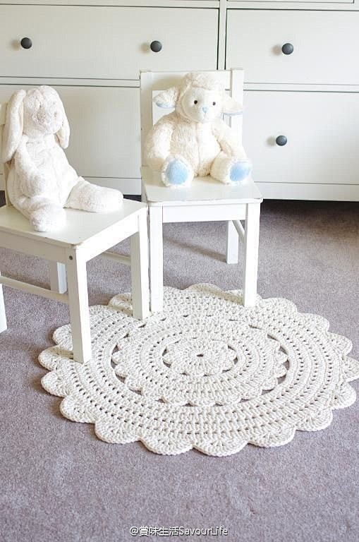 #赏味生活·Crochet# 钩针地毯。...
