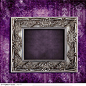 相框边框图片素材-紫色墙面上的欧式边框设计背景模版下载