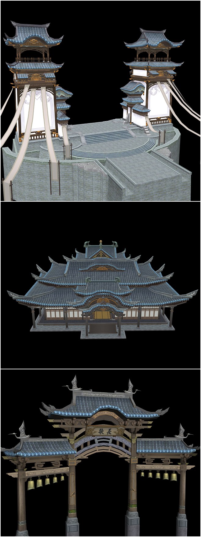 剑网三场景 游戏美术素材 中国风古代建筑...