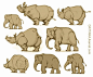 DATTARAJ KAMAT Animation art: Some rhinos and elephants...