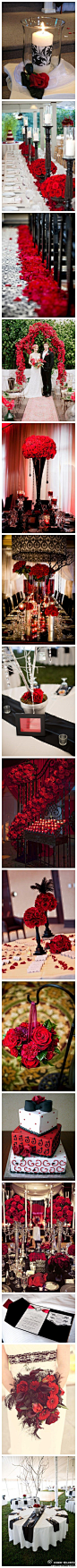 #主题灵感# 哥特式的复古主题婚礼布置灵感秀，这一系列的红黑创意搭配，到处充满了神秘的味道。