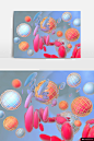 幻彩球体气泡C4D创意3D立体场景PSD素材模板C4D工程