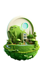 保护地球绿色新能源3D能源环保图标元素