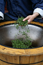 Drying tea leaves in China: