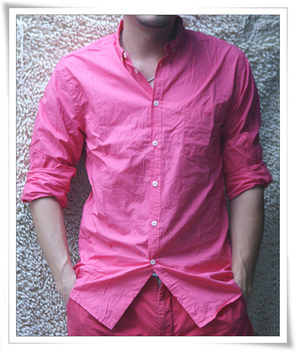男士粉色棉衬衫