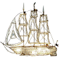 Bagues gilt metal and crystal chandelier 3-masted ship 1930s French