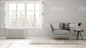 Blur background interior design, minimalist living room, simple white living with big window, scandinavian classic 免版稅 stock photo