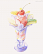 水果冰淇淋手绘美食