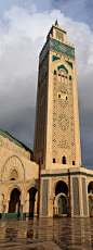 Africa | Morocco | Casablanca | Hassan II Mosque. It is the largest mosque in Morocco and the 13th largest in the world. Its minaret is the world's tallest at 210 meters (689 ft)