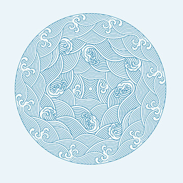 圆形海水纹样,海浪纹