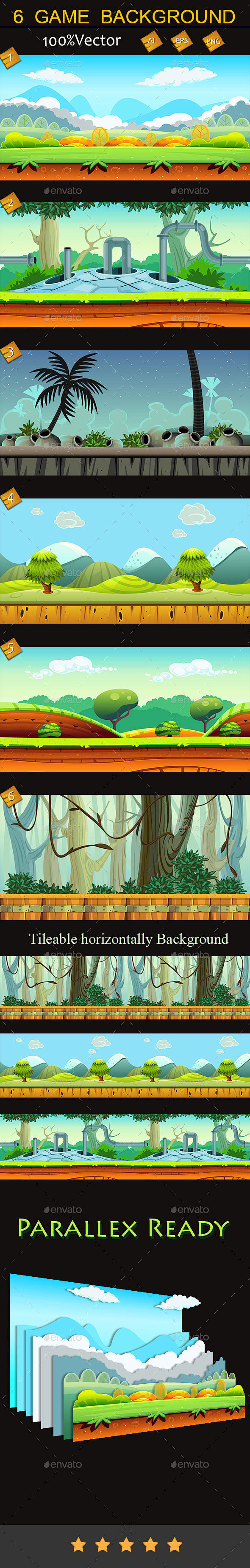 6 Game Backgrounds :...