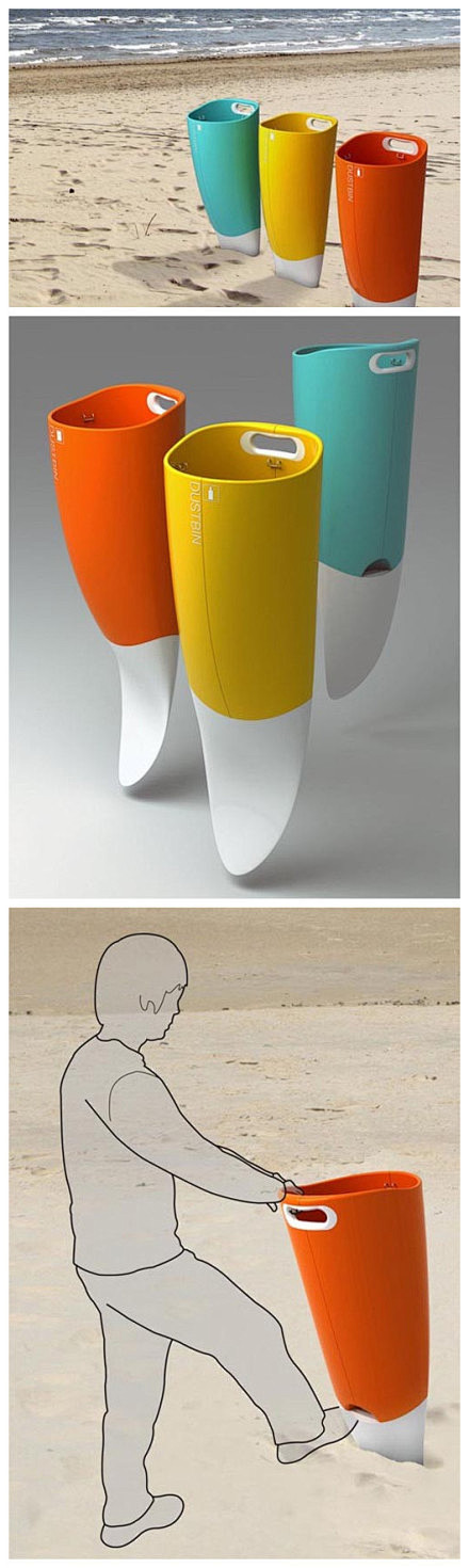 创意沙滩垃圾桶设计。由Ji-in Byu...
