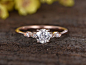 5mm Forever Classic Charles & Colvard Moissanite engagement ring,bridal ring,14k rose gold diamond wedding ring,Round Gemstone,Deco handmade #diamond #ring #engagementring