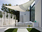 Master Bath open air space | all white backyard design: 