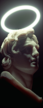 3ds max bust corona Cyberpunk glow Marble neon photoshoot portrait statue