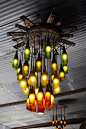 Wine bottle chandelier