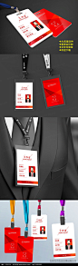 时尚红色喜庆工作证AI素材下载_工作证设计|胸卡设计图片