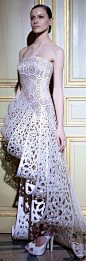 You take a bunch of paper doilies and table runners and voila! ~~ RamiAlAli - Couture S/S 2012米通花  镂空服饰