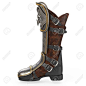 鉄ファンタジーの高いブーツは、白い背景で隔離の鎧を騎士します。3 d イラストレーション 写真素材 - 81197277
