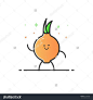 Vector Illustration Of Funny Character Cartoon Isolated In Line Style. Linear Orange Cute Vegetable Icon With Face Smile. Flat Design Banner Web And Mobile App Outline Vegan Expression- 512855086 : Shutterstock