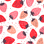 四方连续纹样,乱画,草莓,抽象,可爱的,纺织品,食品,浆果,背景,水果