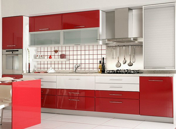 厨房装修效果图欣赏红白色调