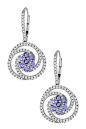 14K White Gold Diamond Halo Tanzanite Drop Earrings - 0.75 ctw