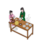 古代女子包饺子素材
