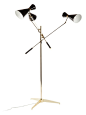 "Stouby" Mid Century Style Brass Floor Lamp (Control Brand)