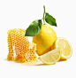 影棚拍摄,蜂窝,切片食物,茎,叶子_100482953_Lemons and Honey Comb on White Background_创意图片_Getty Images China