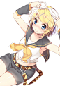 Tags: Anime, Yatsu (Sasuraino), VOCALOID, Kagamine Rin, Sailor Collar, Arms Up, Sleeveless Shirt