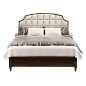 松兰新中式皮艺床现代中式样板房卧室大床双人禅意家具美式婚床-淘宝网