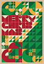 包豪斯风格几何圣诞树海报