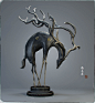 Sika deer wood carving, Aniraiden Wu