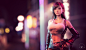 General 1920x1124 digital art artwork women video games Tifa Lockhart belly brunette black hair brown eyes white shirt  Final Fantasy Final Fantasy VII CG depth of field