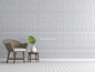 Vintage living room with white brick walls 3d render