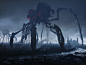 The invasion , Sergey Vasnev : Hi!  This giant "spider" concept was made  for music clip https://www.youtube.com/watch?v=d8e9sw6_oec
I've used this concept later in my alien invasion themed personal artwork.