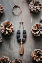 Boho Necklace / Wooden necklace / Wood and Brass/ by BlueBirdLab, $32.00: