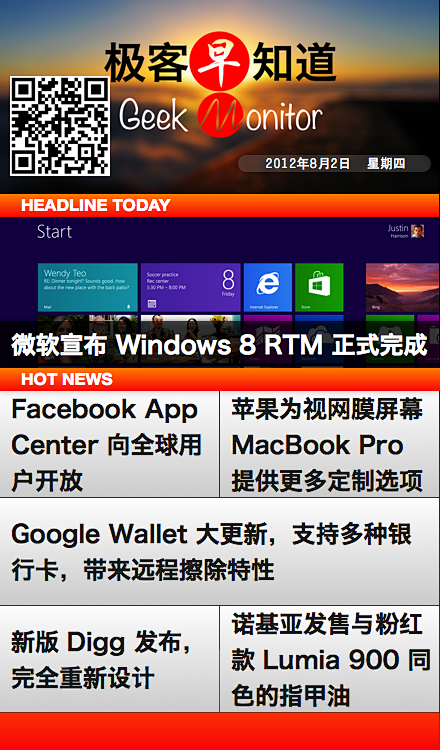微软宣布 Windows 8 RTM 正...