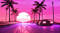 General 2560x1440 digital digital art artwork illustration lines Sun sun rays sunrise sunset road car vehicle transport trees palm trees summer sunlight nature landscape sky skyscape colorful lights vaporwave Retrowave synthwave Synthpop futuristic cyber 