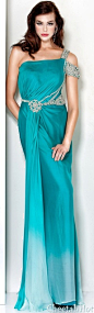 JOVANI - Authentic Designer Dress - Long Jewel Gown Turquoise/Ombre