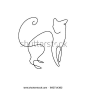 One line design silhouette of wild cat.hand drawn minimalism style.vector illustration